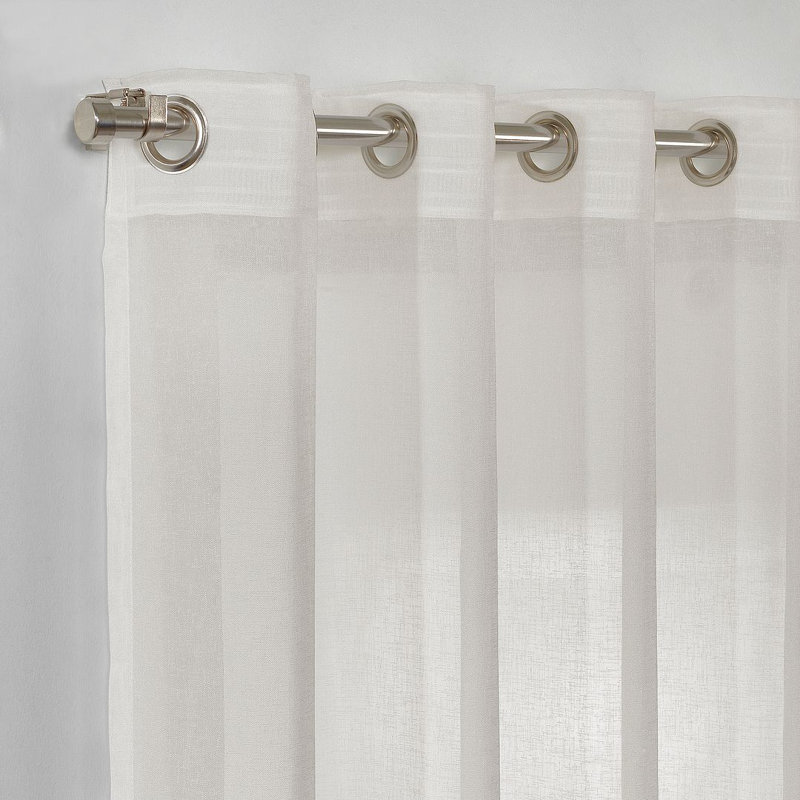 Panneau simple extra long et extra large en faux lin, Blanc cassé, L 52 po x L 288 po