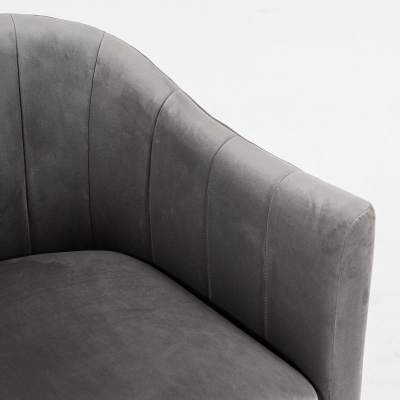 Fauteuil en velours Kidman, Velours gris velours