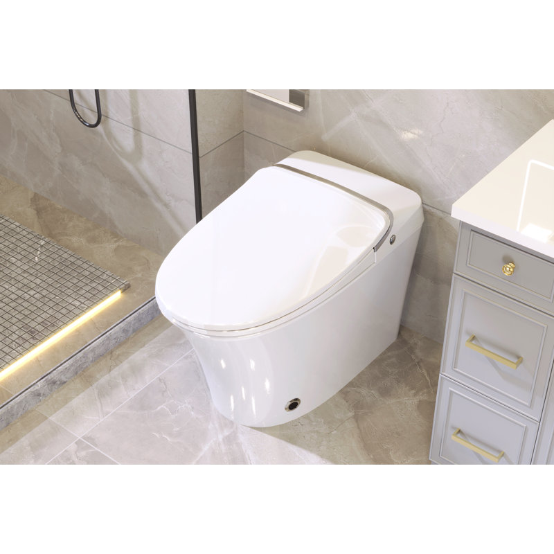 Toilette intelligente avec siège chauffant, lavage à la fontaine, sécheuse chaude, télécommande, veilleuse à DEL, nettoyage plus facile