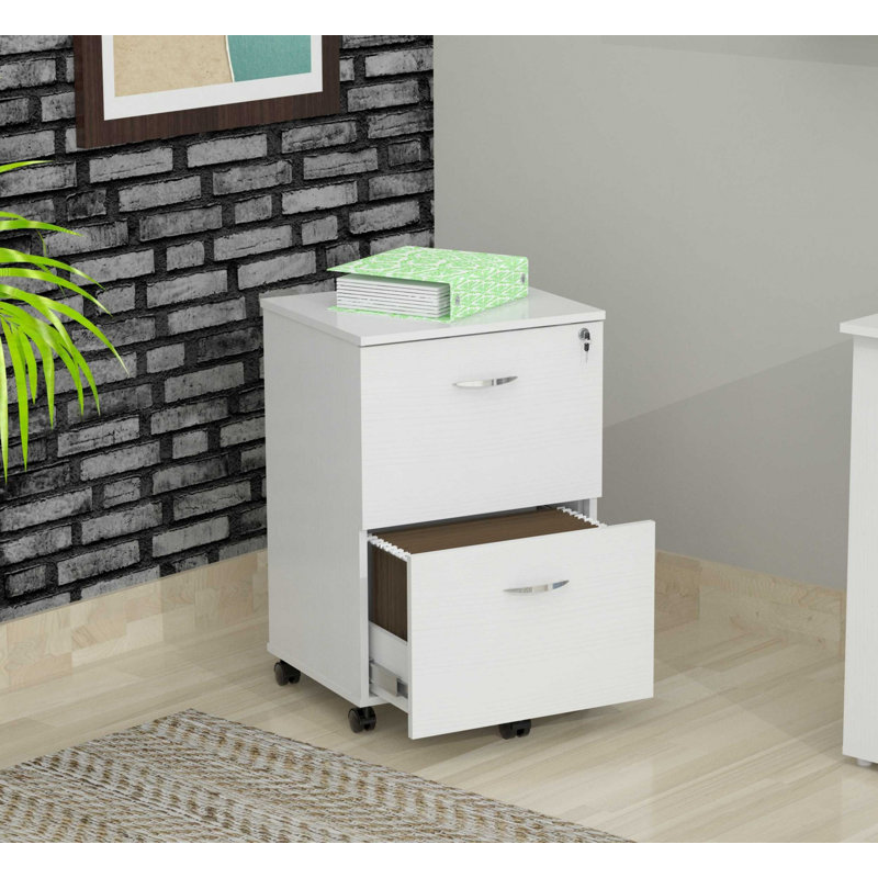 Classeur vertical mobile 2 tiroirs Boutwell, Blanc