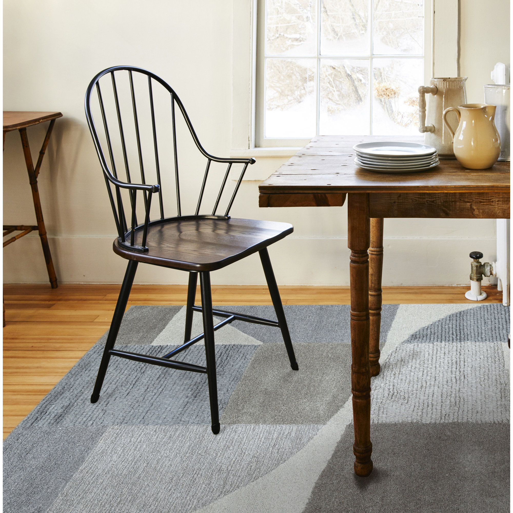 Linn Handmade Gray/Blue/Beige Rug, Rectangle 5' x 8'