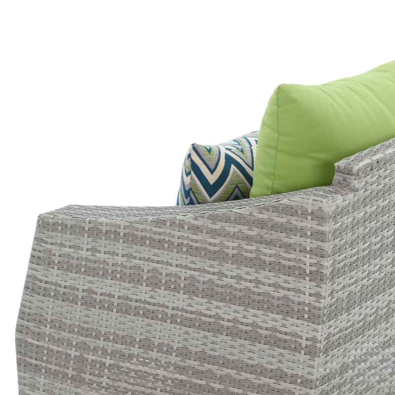 Cannes 6 Piece Love and Club Deep Seating Group with Cushions, Canvas Ginkgo Sunbrella® Canvas