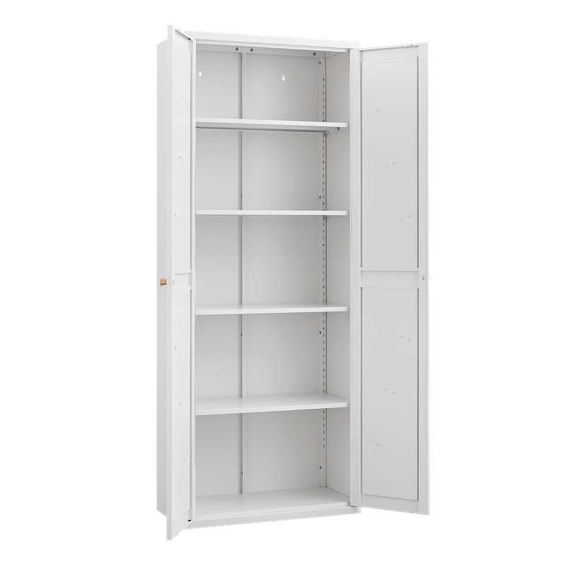 Armoire de rangement en métal avec 2 portes réglables pour garde-manger en métal, Blanc