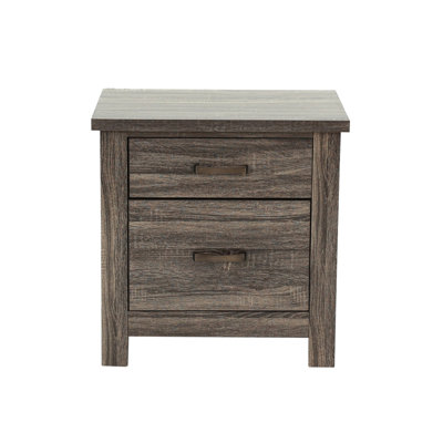 Wooden 2 Drawers Nightstand In Brown Finish