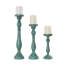 Ensemble de porte-bougie en bois patiné-15375107