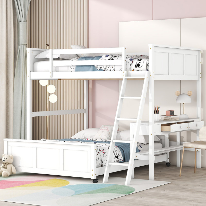 Lit superposé avec bureau, Blanc