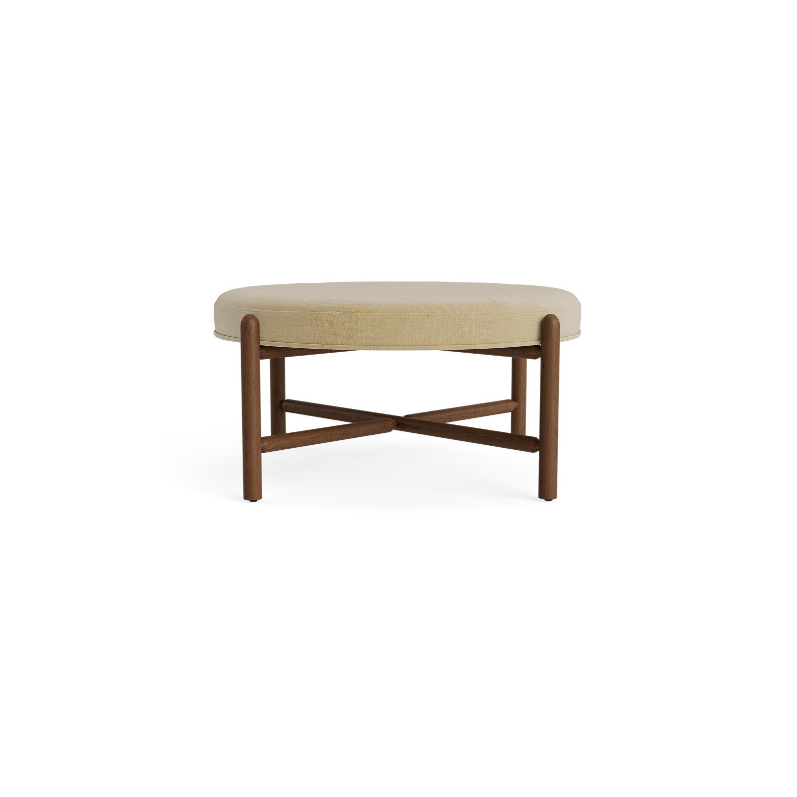 Vane 36" Round Ottoman, Walnut, Khaki