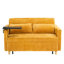 Yellow Corduroy With Pull - Out Bed And Movable Tabletop, Ports, Skin Fabric, Easy Installation, Comfortable For 2 In Living Spaces Push Tabletop Charging, Rollers, Soft Throw Pillows, To Bed, Ideal