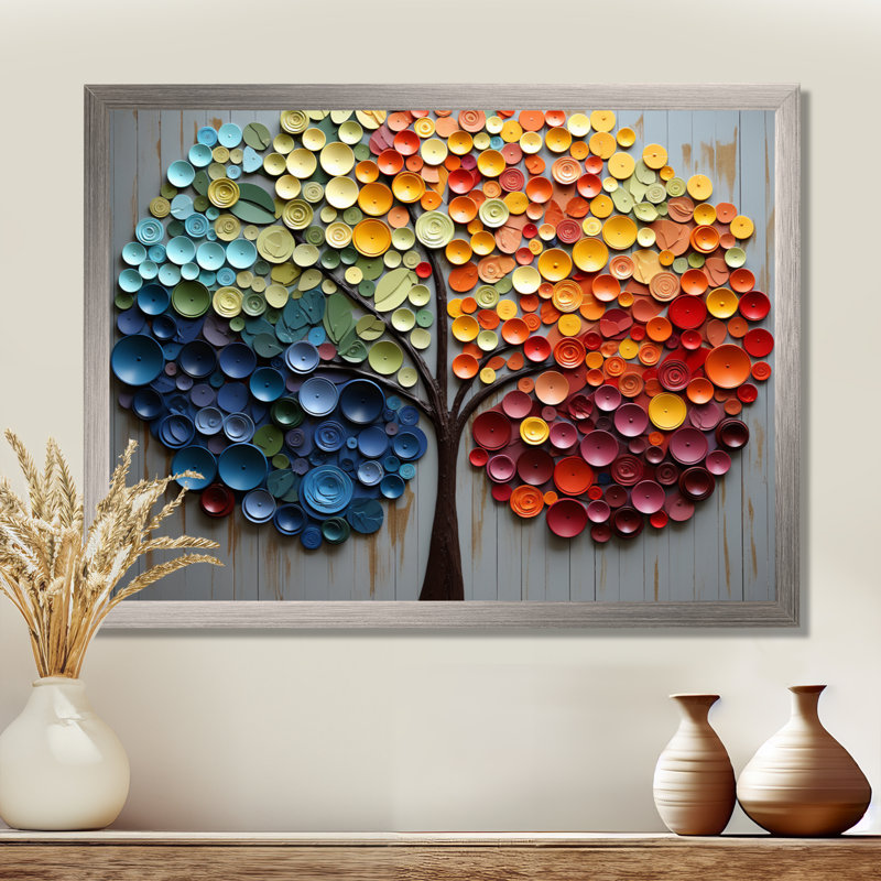 Colourful Rainbow Tree Of 4 Seasons - Tree Canvas Wall Art, Wrapped Canvas, 30" H x 40" W x 1.5" D