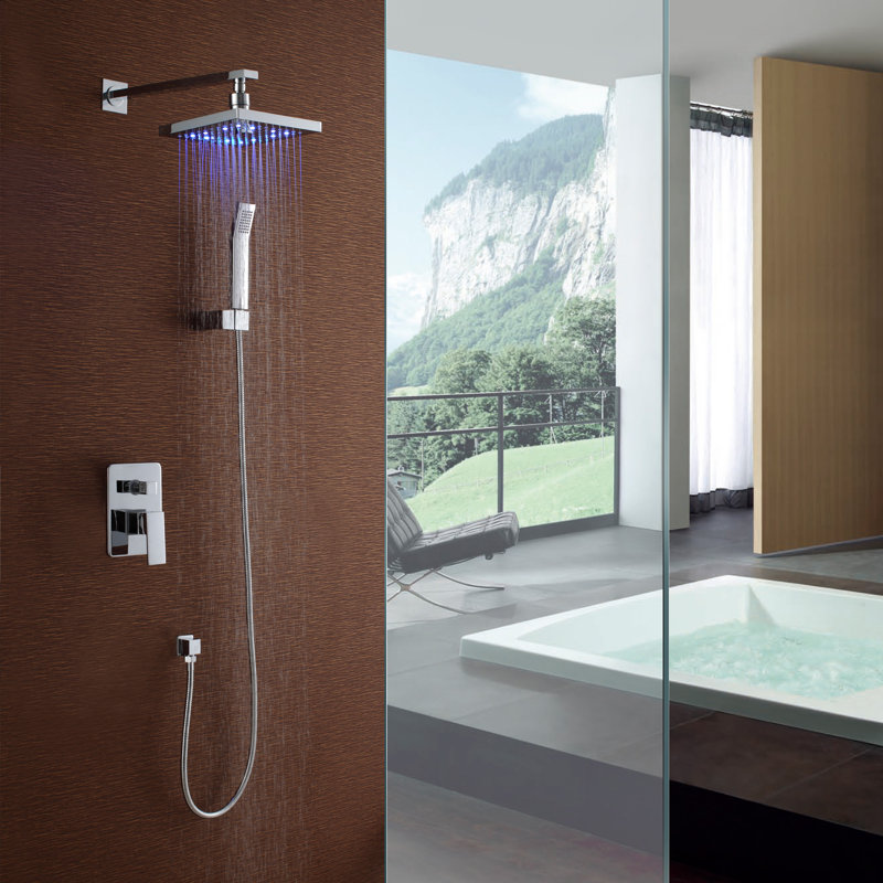 Ensemble de robinet de douche à DEL, système de robinet de douche moderne avec douchette et inverseur