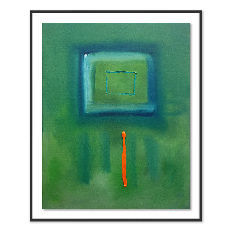 Green Souk Print by Charles Stuart, 60" H x 49" W x 2.5" D, Black