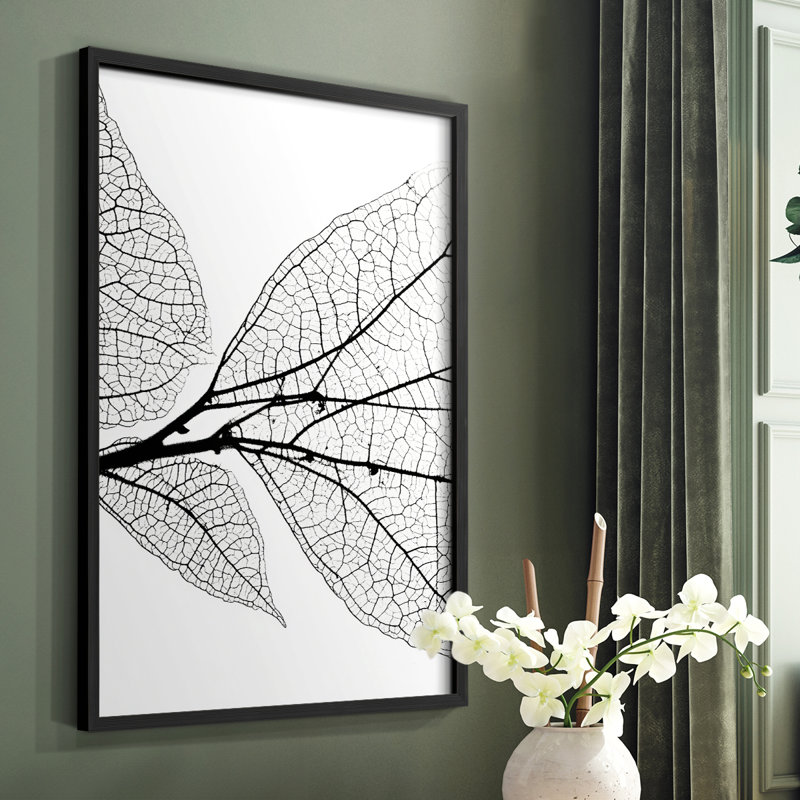 Imprimé floral encadré XXXIX - prêt à être accroché , H 14 po x l 11 po, Noir