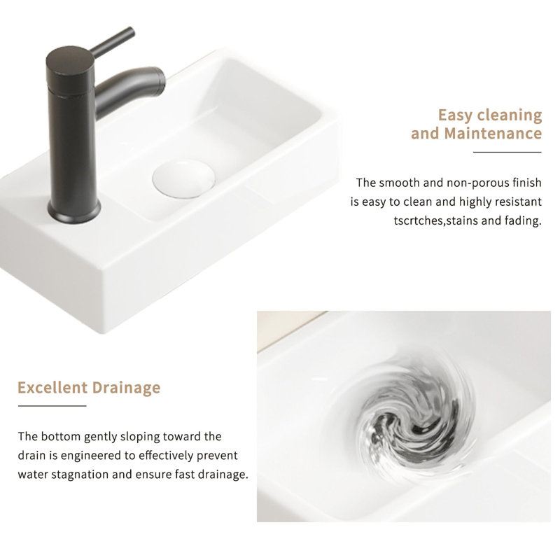 Wall Hung Rectangular Ceramic Sink