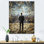 Homme regardant l'horizon de l'argent flottant - homme, art mural, salon