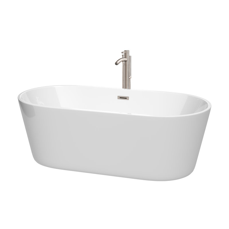 Carissa 67'' x 31.5'' Soaking Acrylic Bathtub with Faucet, White/Matte Black