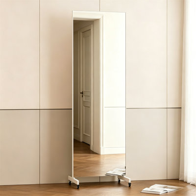 Full Body Mirror, 360 ° Rotating Full-Length Yoga Mirror -  Light Nano Film Shatterproof Standing Mirror With Roller