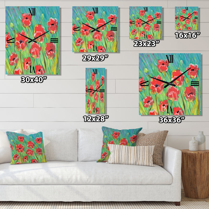 Horloge murale Gouache des coquelicots en fleurs, Petit