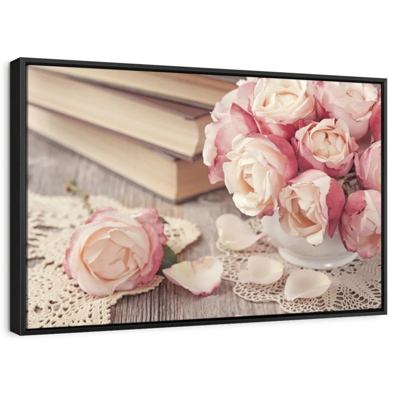 Floral et botanique «romans et roses, reproduction sur toile», H 9 po x l 13 po