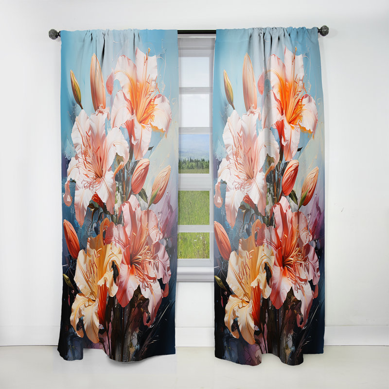 Edrey - Rideau obscurcissant floral lys - 1 panneau, L 52 po x L 95 po