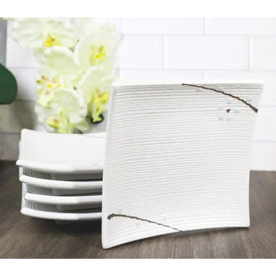 Set Of 6 Yukino Hana Snowflakes Square Appetizer Dessert Salad Plates
