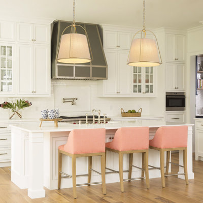 Luminaire suspendu cylindrique vintage à 4 lumières avec abat-jour en lin