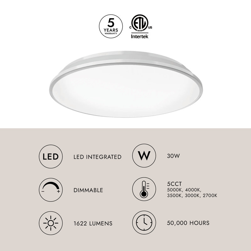 Brook 1 - Light LED Flush Mount, 2.88" H x 15.13" W x 13.15" D