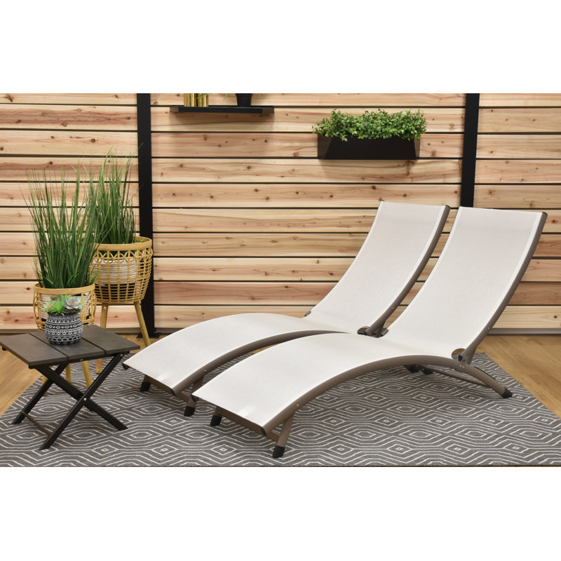 Ensemble de chaises longues avec table Bontang, Perle