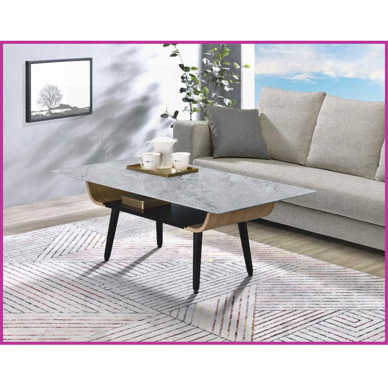 Table basse 47 po Landon Tablette de rangement Dichromatique, Gris