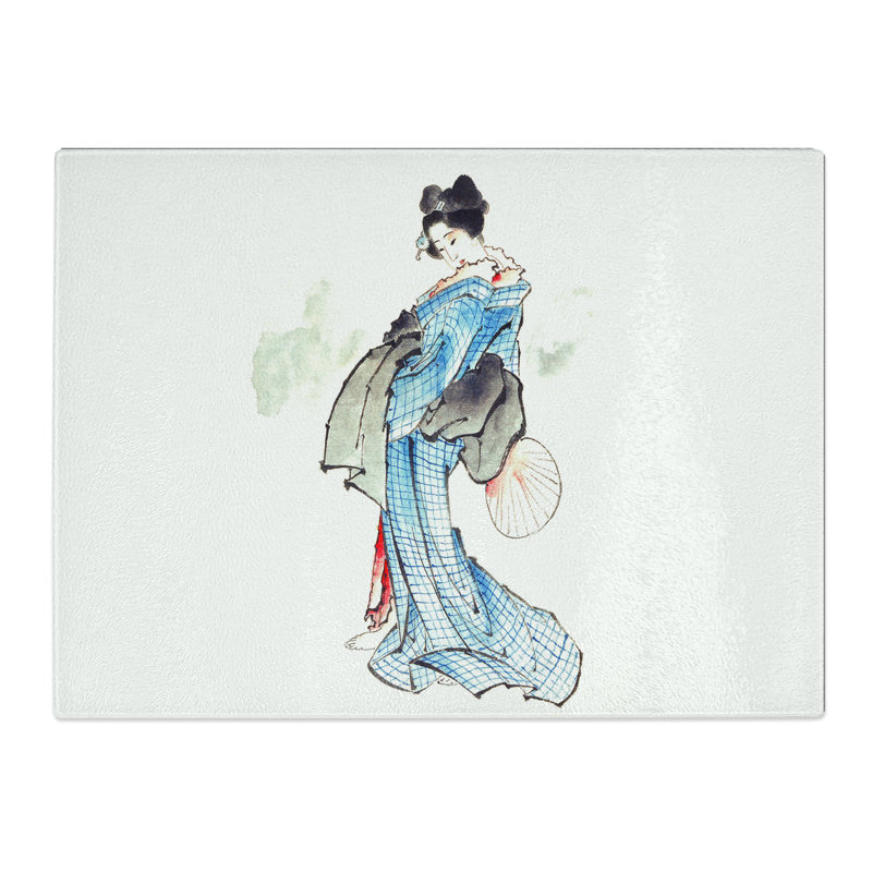 Beautiful Geisha By Katsushika Hokusai  Glass Chopping Board