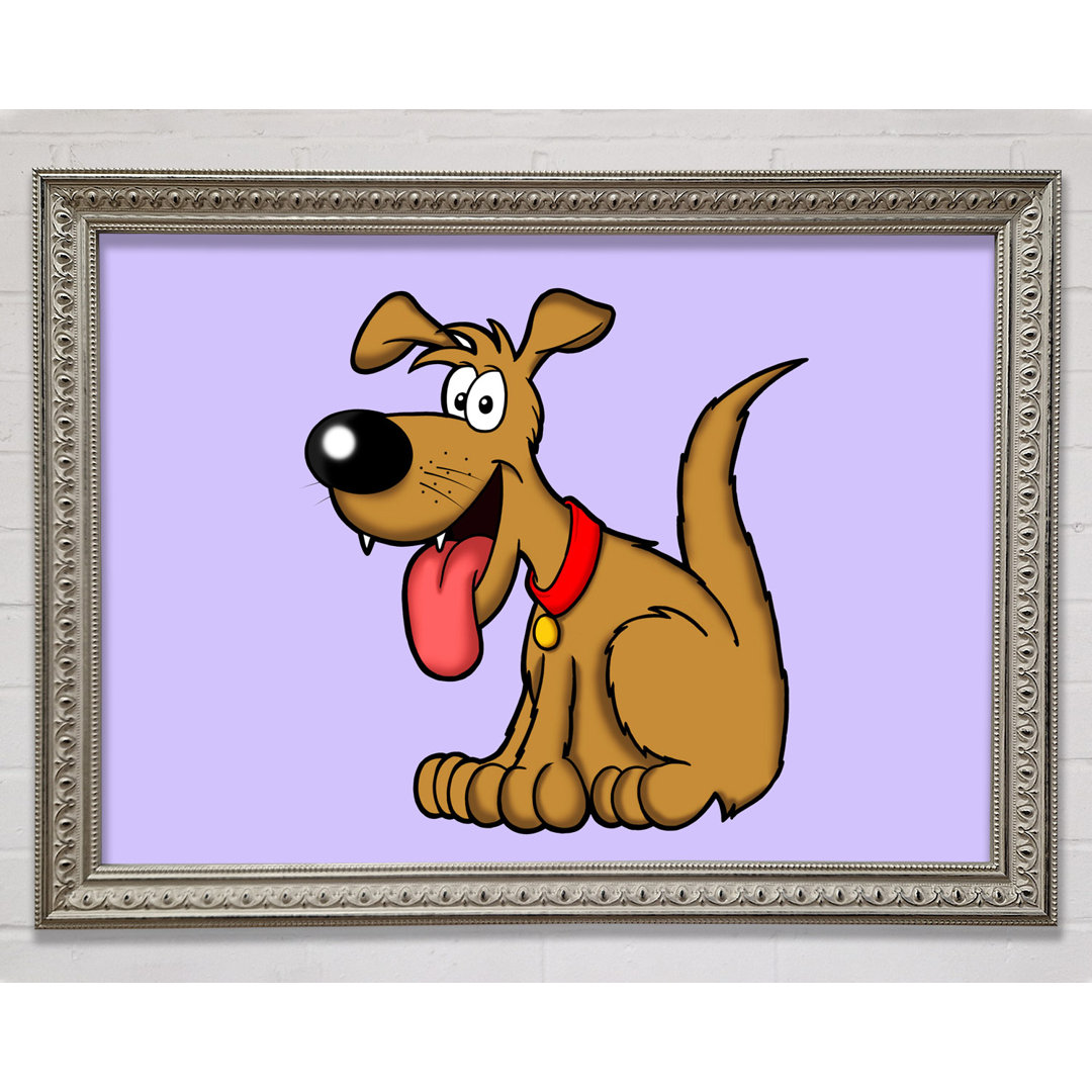 Happy Dog Cartoon With Tongue Out Baby Blue - Einzelner Bilderrahmen Kunstdrucke