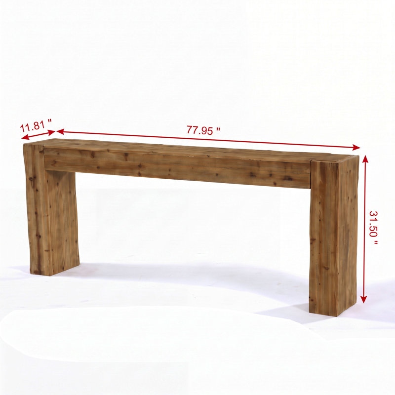 Arhab 78-Inch Solid Wood Console Table, 30.7" H x 77.95" W x 11.81" D, Brown Wood