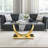 3-Piece Coffee Table Set, Modern Clear Tempered Glass Top, Mirrored Curved Stainless-Steel Bases, Coffee Table And 2 Side Tables-117220410