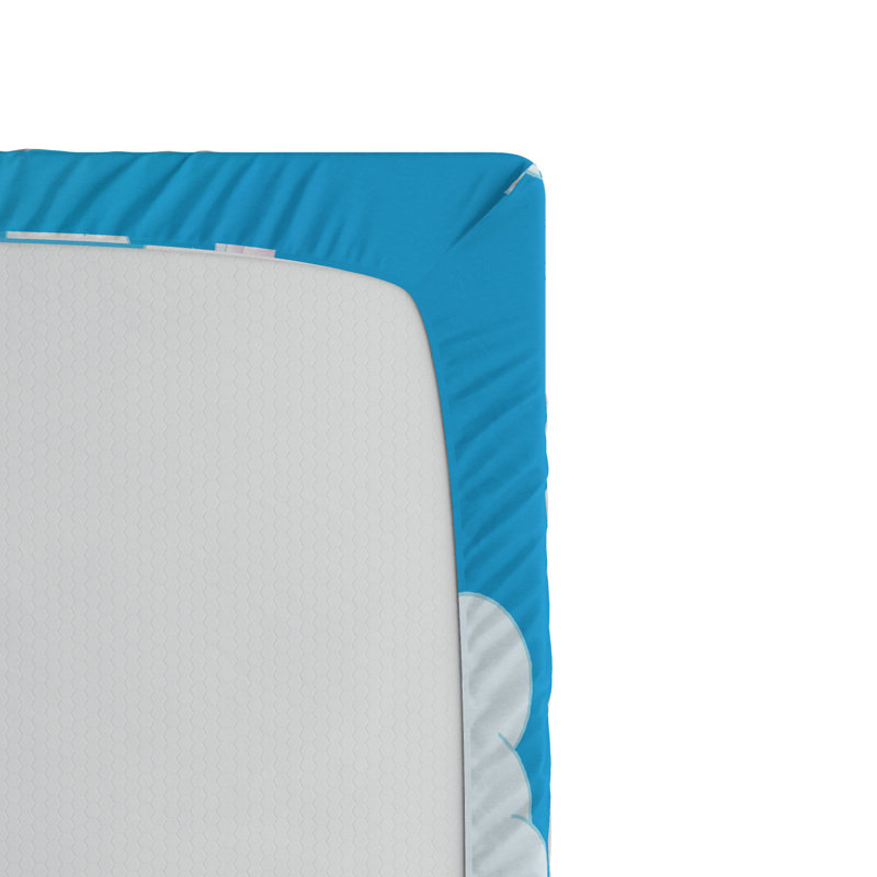 Queen White and Sky Blue Microfiber Castle Print Fitted Sheet