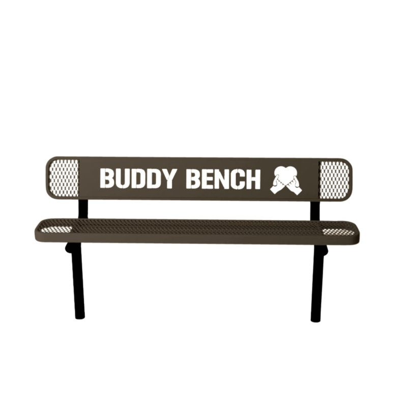 Banc d'appoint, brun texturé, extensible, 1,83 m, avec dossier, à encastrer dans le sol, Banc Buddy 6 pi, Brun texturé
