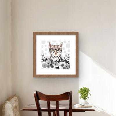 Geek Cat - Feline Bedroom Framed Matted Print for Home Decor