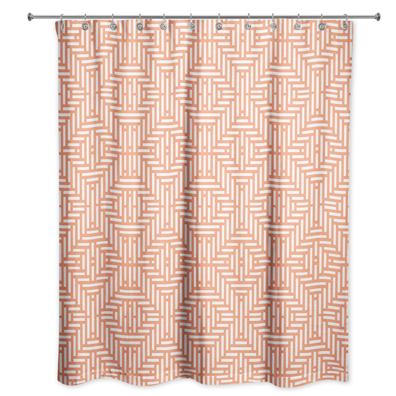 Rideau de douche simple géométrique Travers, Corail