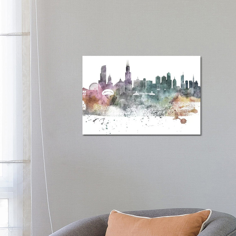 Philadelphia Pastel Skylines, H 18 po x l 26 po x P 1,5 po, Chicago