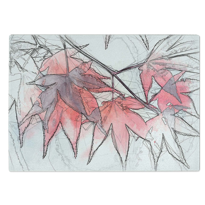 Glass Leaves of A Maple Tree in Abstract Chopping Board, 28.5 cm W x 20 cm L