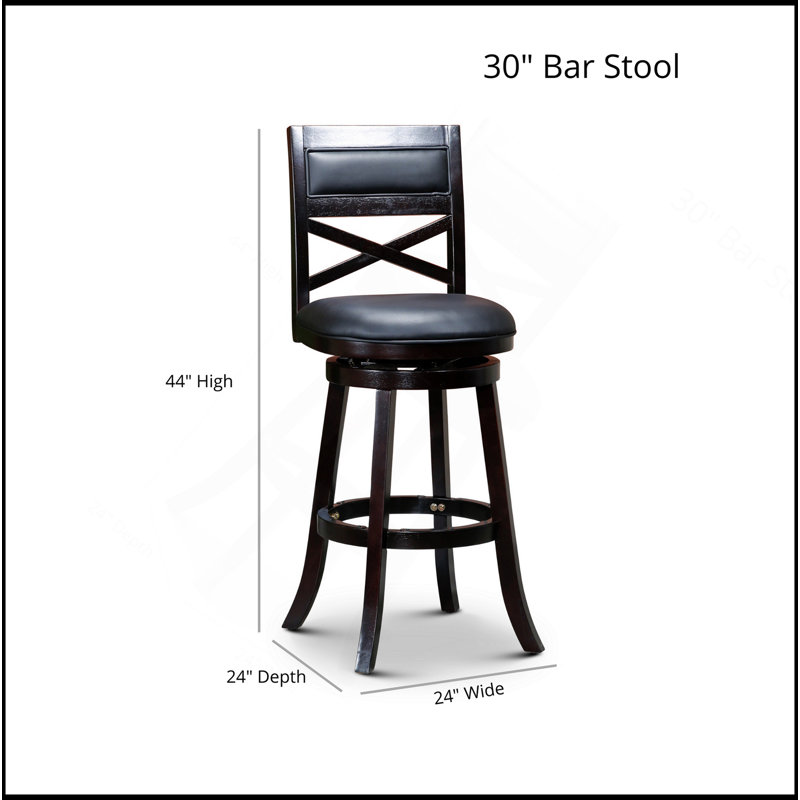Tabouret pivotant à dossier en X 30 po, Gris, Brun
