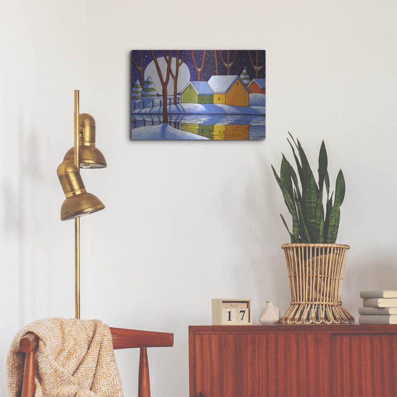 «Reflection Winter Night» par Cathy Horvath-Buchanan, art mural en métal, H 16 po x l 24 po