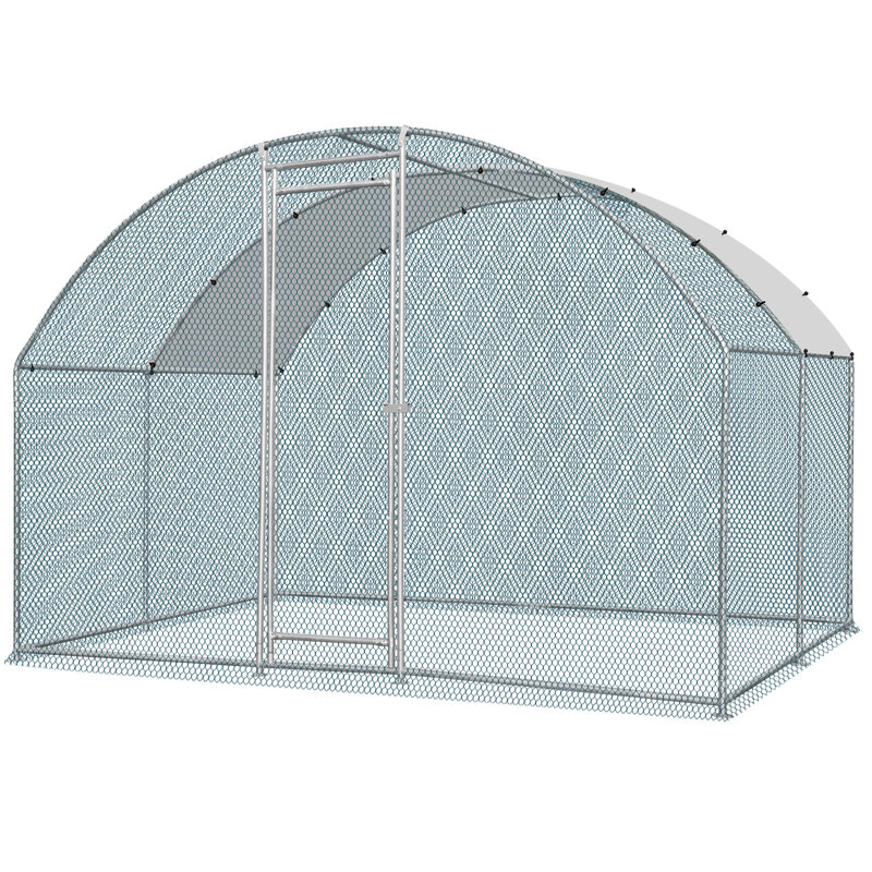 Poulailler d'extérieur en métal avec housse imperméable PE, H 78,7 po x l 117,3 po x P 156,3 po