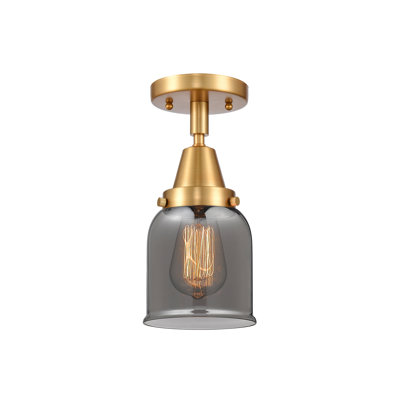 Caden Bell - 1 Light 5" Flush Mount - LED Bulb - Satin Gold Finish - Light Smoke Shade
