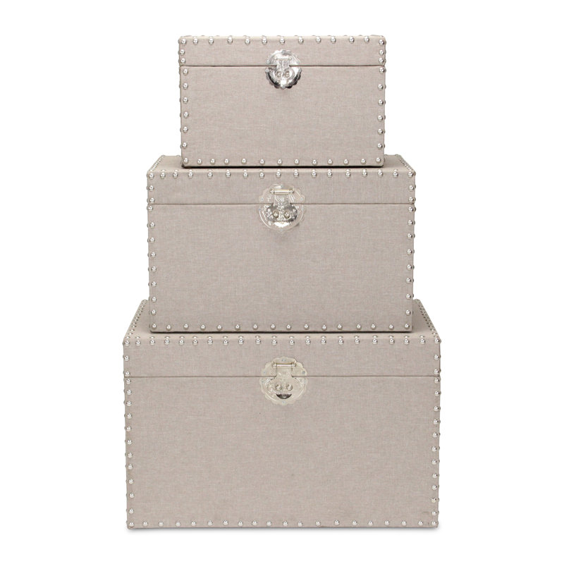 Ensemble de boîtes en bois/tissu 3 pièces