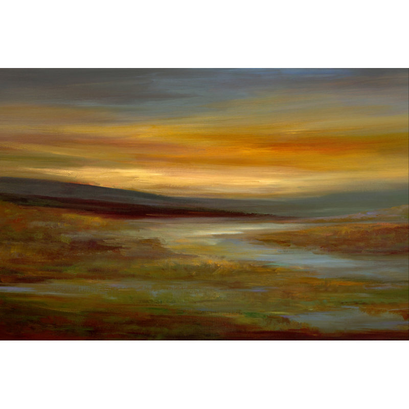 Evening Sky - Painting, 61 cm H x 91 cm W, Black Floater Framed