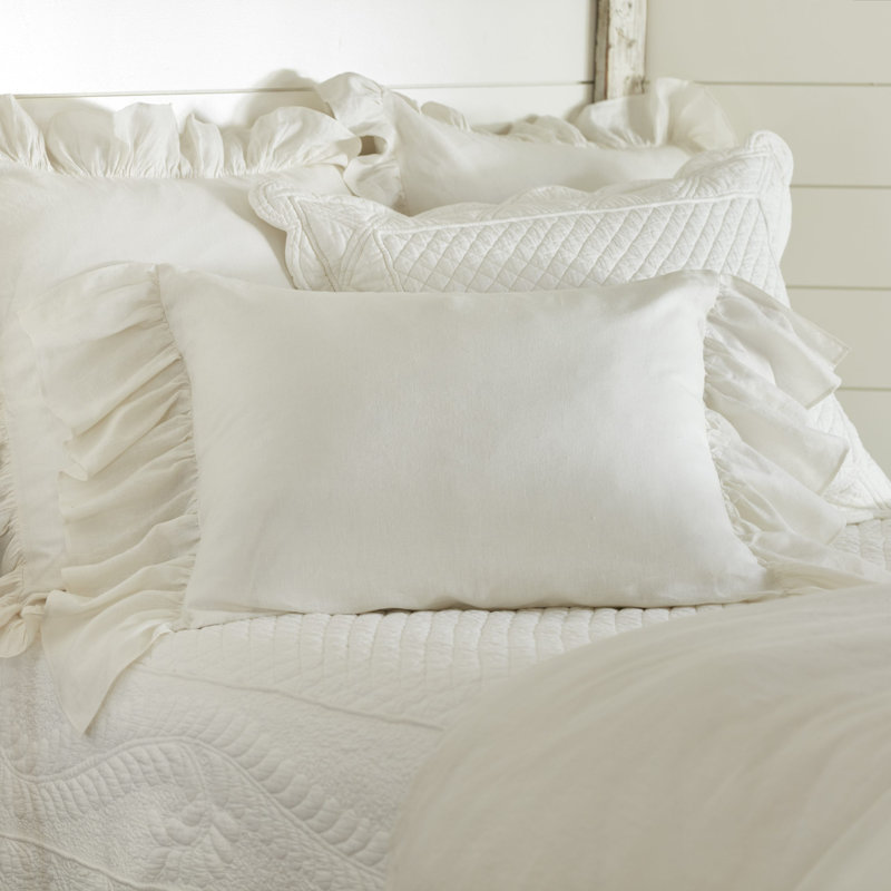 Verandah Linen Ruffled Sham, Standard, Cream