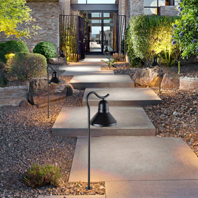 Matte Black Low Voltage Integrated LED Metal Pathway Light Kit
