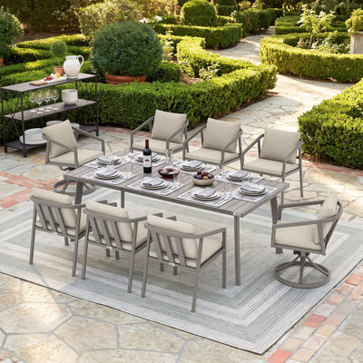 Patio 8 Person Rectangular Aluminum Dining Set
