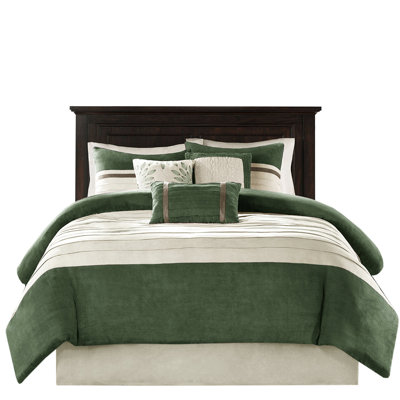 King Comforter , 7 Pc Faux Suede, , Embroidery Decorative Pillows, Easy To Clean & Washable Piece Suede In For Bed, Pillows Steam Iron Wrinkle-