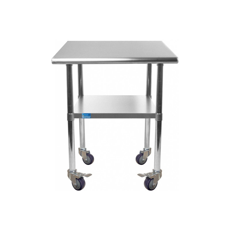 Table de préparation à roulettes 30 x 30 avec plateau en acier inoxydable