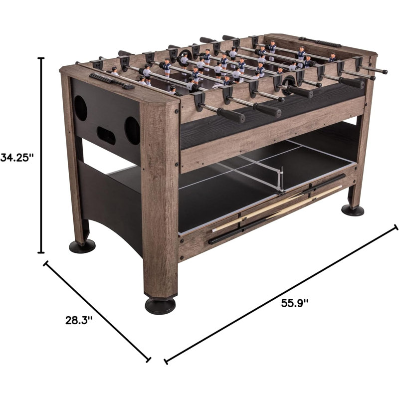 56” 4-in-1 Swivel Multi-Game Table - Air Hockey, Billiards, Foosball, Ping Pong